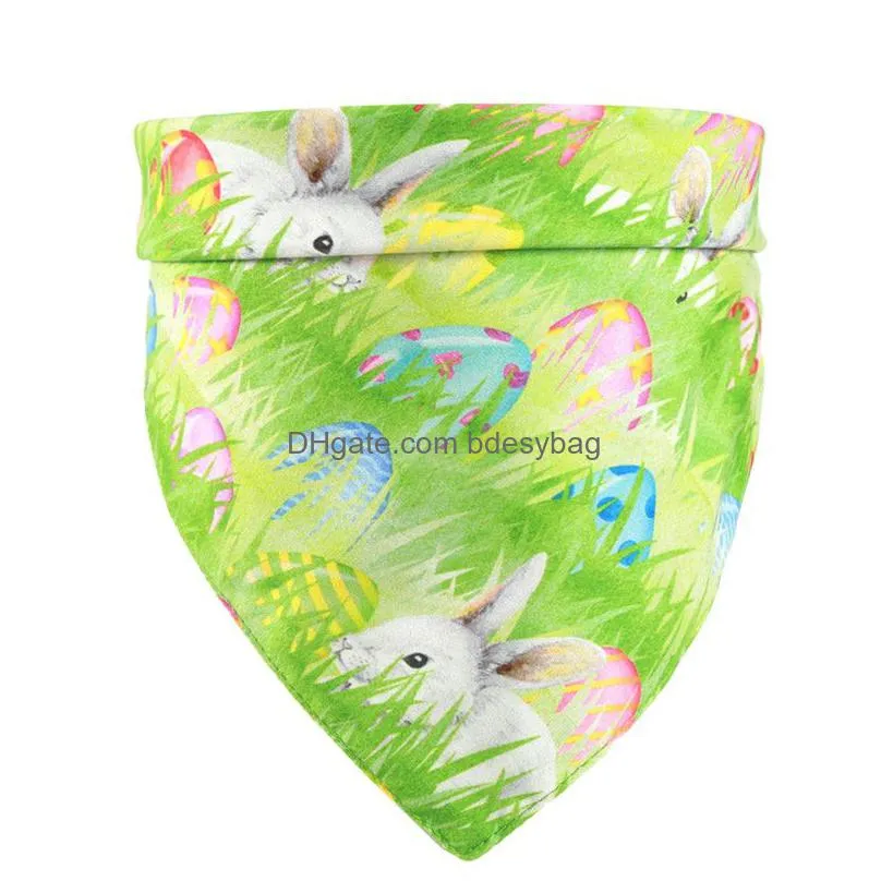 Dog Apparel Easter Dog Triangle Scarf Egg Bunny Pet Neckerchief For Medium To Large Dogs Happy Pets Bandana Drop Delivery Home Garden Dhvt3