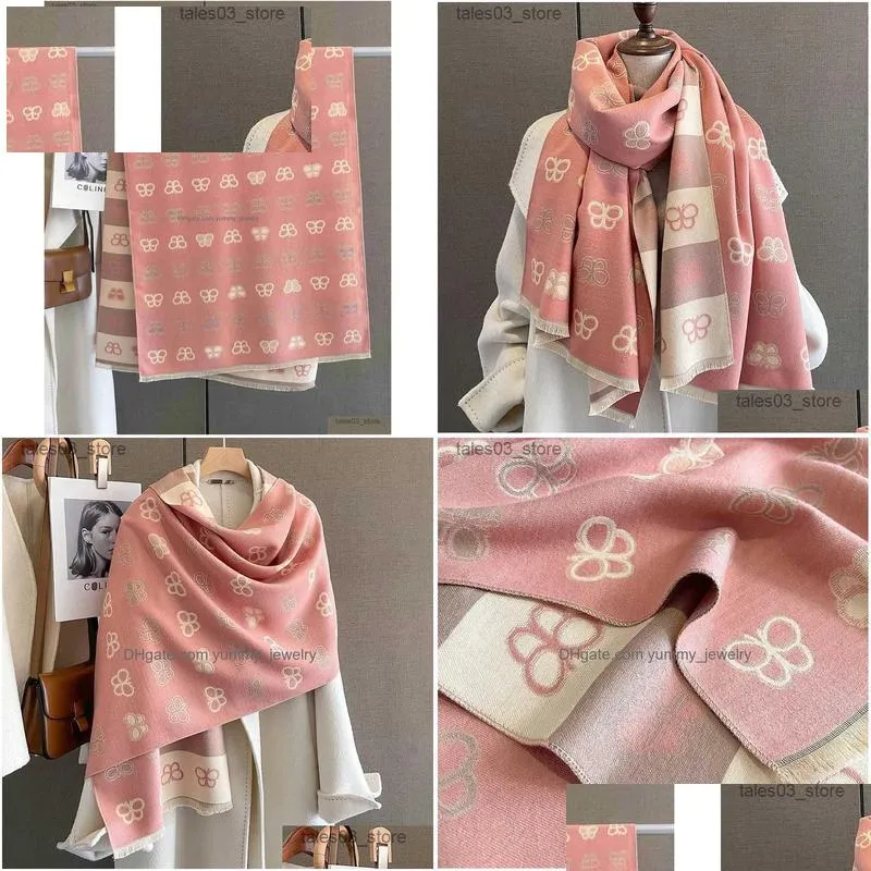 Scarves 2023 Plaid Cashmere Scarf Women Design Winter Blanket Warm Thick Neckerchief Bandana Female Pashmina Shawl Wrap Bufanda Ponch Dhsz7