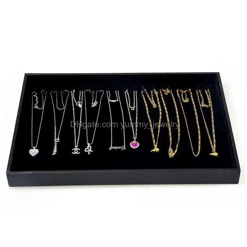 Jewelry Boxes 20 Hooks Display Case Black Veet Pendant Necklace Box Bracelet Bead Chain Storage Organizer Tray 35X24X3 Cm Drop Delive Dho6C