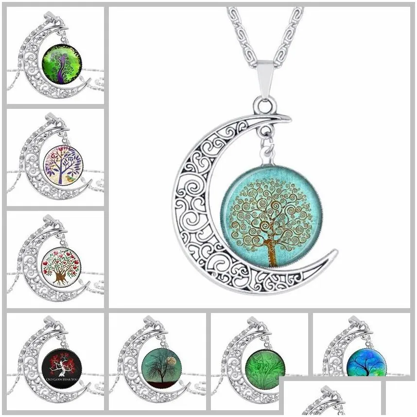 Pendant Necklaces Choker Necklace Fashion Jewelry Moon Antique Sier Tree Of Life Statement Necklaces Pendants Drop Delivery Jewelry Ne Dha9W