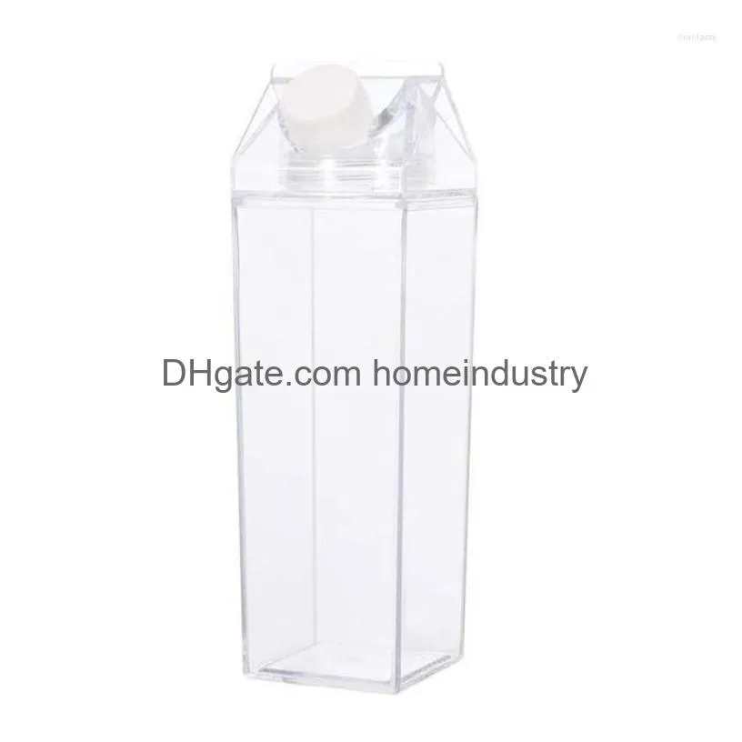 Water Bottles 500Ml Plastic Clear Milk Carton Bottle Reusable Juice Transparent Sport Leakproof Cup2023 Box Drinking S8H9 Drop Delive Dhu5L