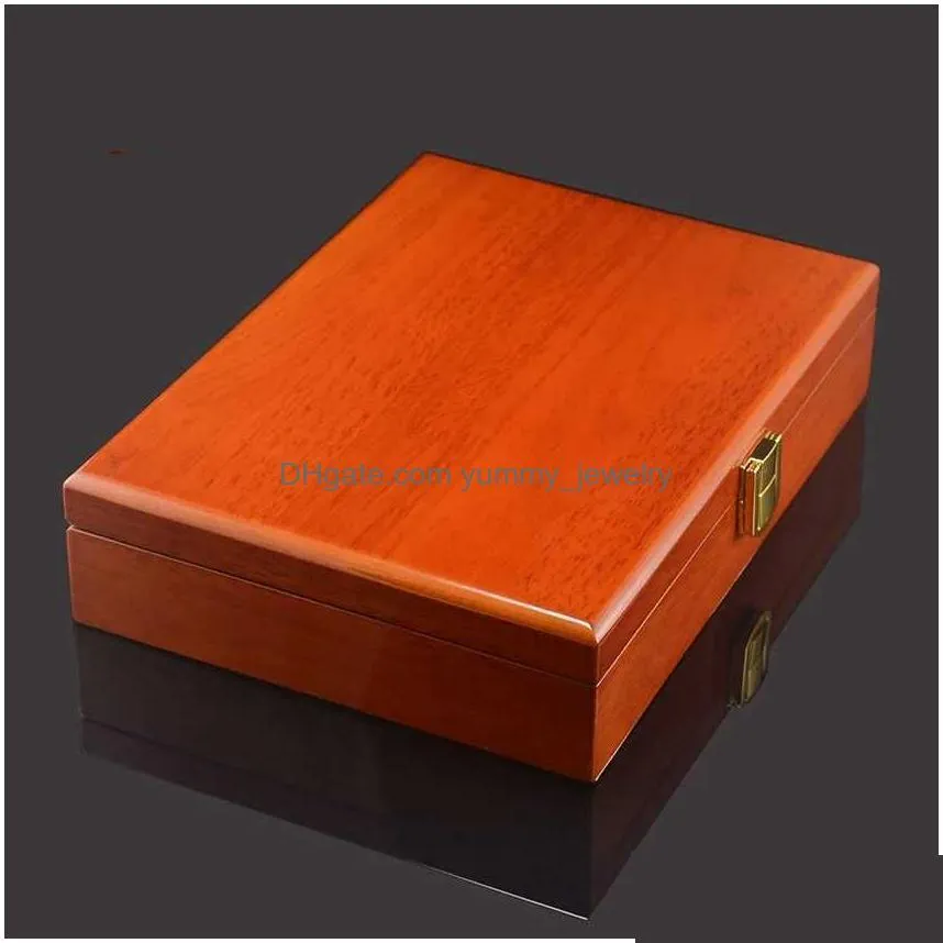 Jewelry Boxes Luxury Cufflinks Gift Box 20Pairs Capacity High Quality Painted Wooden Authentic 240X180X55Mm Drop Delivery Dhucm