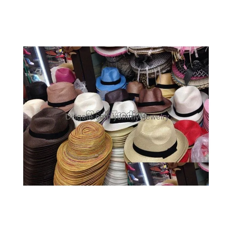 Stingy Brim Hats Wholesale St Panama Hats Sun Protection Stingy Brim Hat 15 Colors Mixed Caps Choose Ship Drop Delivery Fashion Access Dhwum