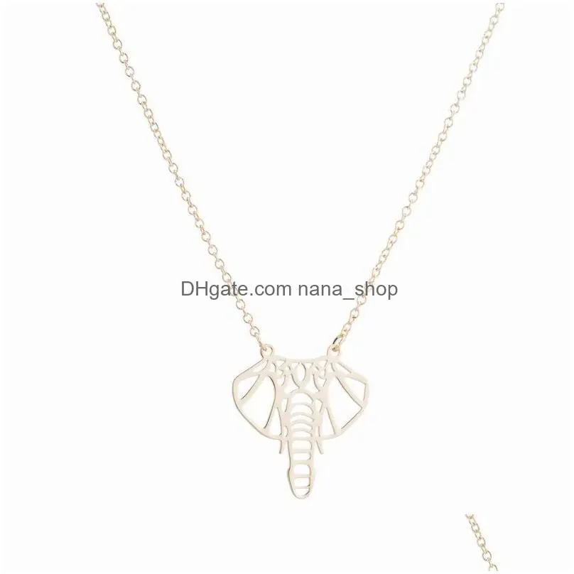 Pendant Necklaces Elephant Geometry Necklace Lovely Head Jewelry Gift Drop Delivery Dhg9Y