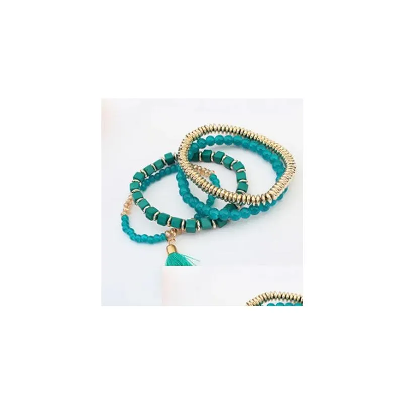 Charm Bracelets Bead Bracelets Personalized Bohemian Tassel Elastic Charm Bracelet Jewelry Bangles Drop Delivery Jewelry Bracelets Dh2Xg