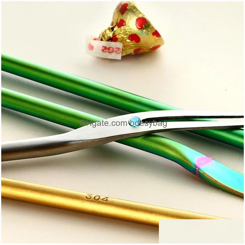 Forks Stainless Steel Fruit Fork Long Handle For El Cafe Home Summer Party Beefsteak Forks Supplies Drop Delivery Home Garden Kitchen, Dhvdi