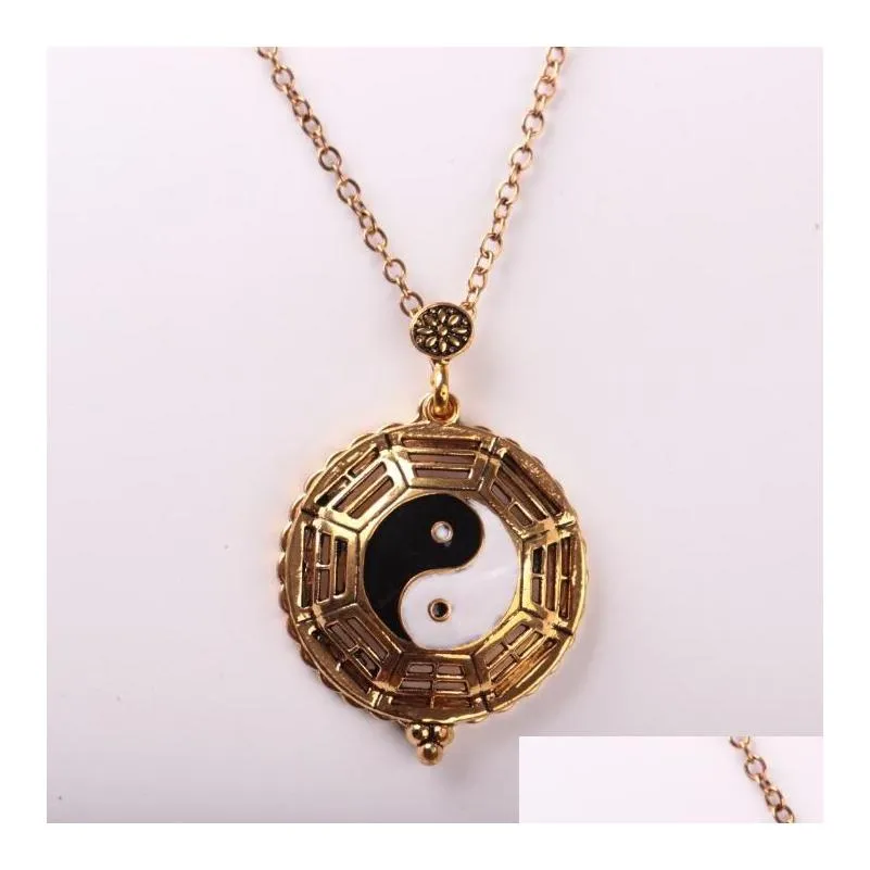 Pendant Necklaces Fashion Exaggerated Magnifying Pendant Necklace Personality Gold Luxury Expanded Mirror Women Men Sweater Drop Deliv Dhi0U