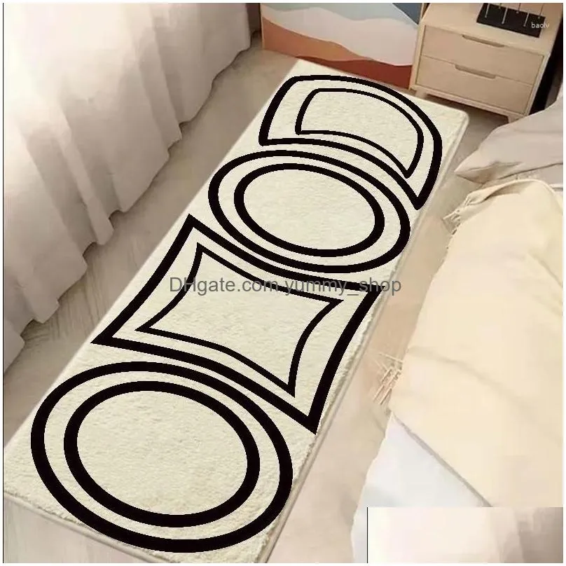 carpets nordic ins style bedroom bedside area rugs simple white black geometric printed carpet kitchen bath non-slip absorbent door