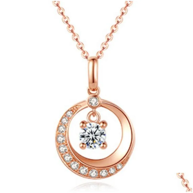 Pendant Necklaces Moon Stars Necklace Crystal Necklaces For Women Wedding Jewelry Valentines Day Drop Delivery Jewelry Necklaces Penda Dhdlz