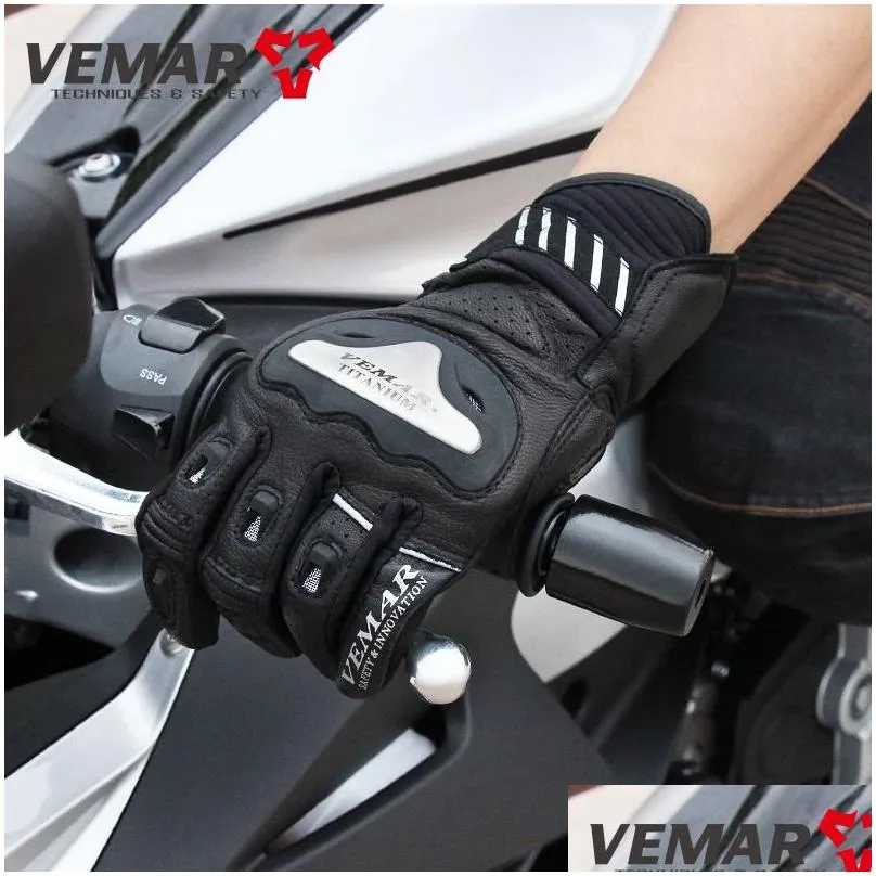 Motorcycle Gloves Riding Mens Four Season Leather Rider Equipped With Anti-Fall Windproof Road Racing Drop Delivery Dhkd4