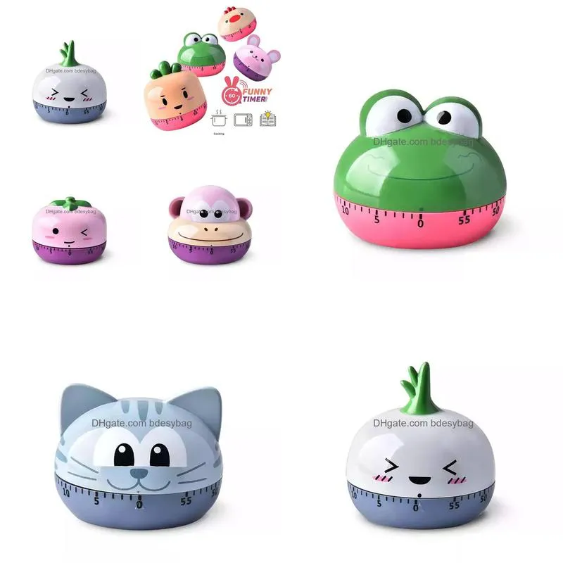 Kitchen Timers Creative Cute Cartoon Animal Timer Time Management Mechanical Kitchen Countdown Baking Reminder Drop Delivery Home Gard Dh46P