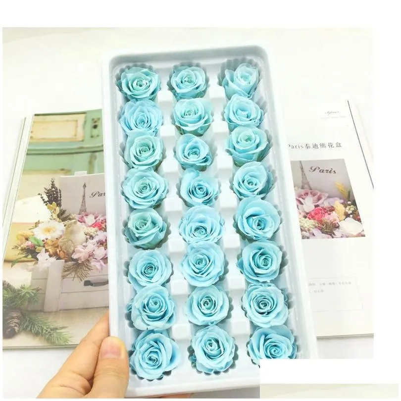 Dried Flowers 24Pcs Preserved Flowers Rose Immortal Mothers Day Diy Wedding Eternal Life Flower Material Gift Wholesale Dried Flower/B Dhlce