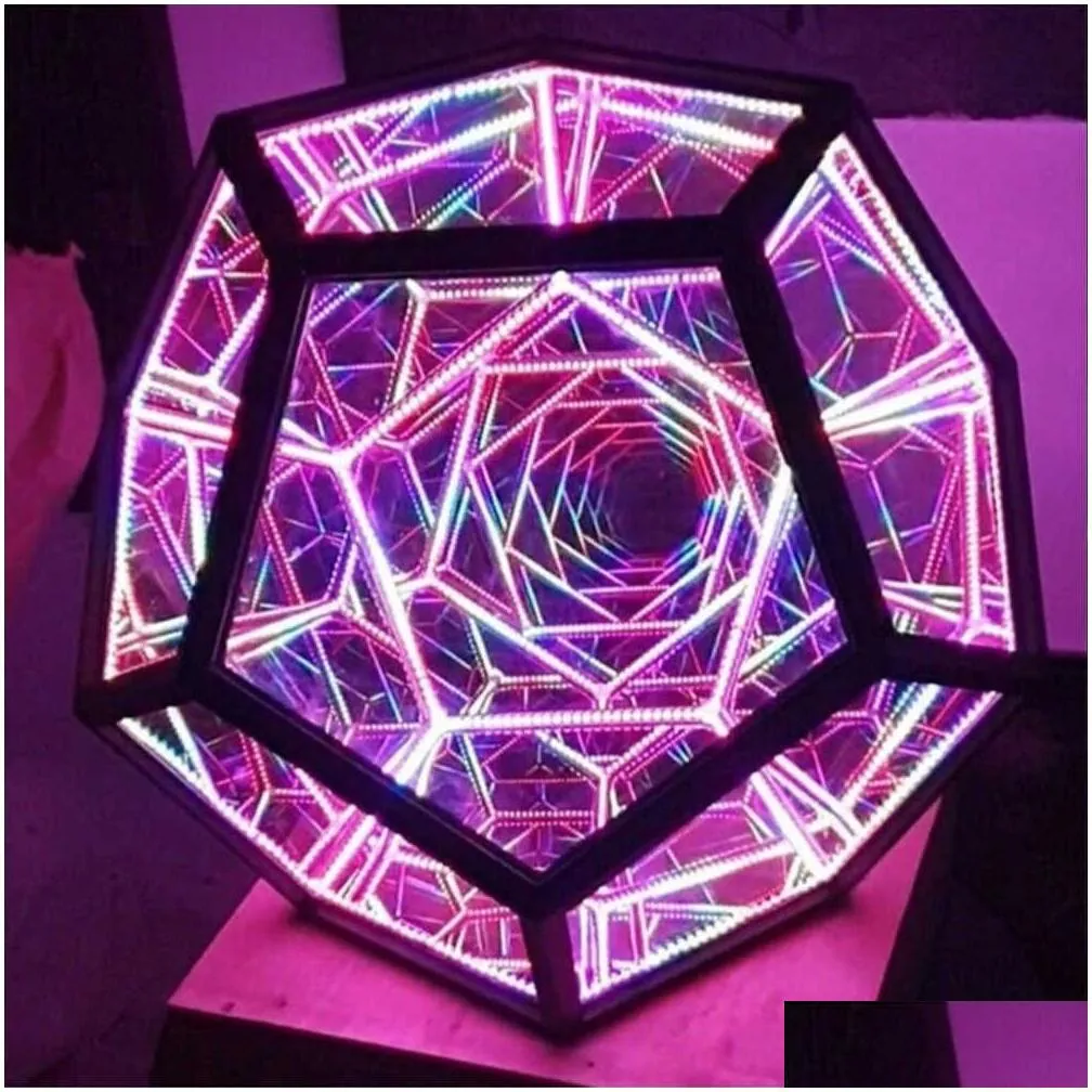 Other Home Decor The Trap Orb Diy Led Infinity Dodecahedron Christmas Halloween Decoration Mirror Creative Cool Art Night Lights Drop Dh2Tw