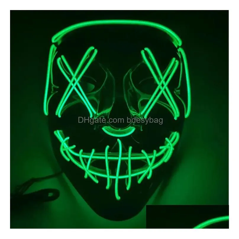 Party Masks Halloween Mask Led Light Up For Festival Cosplay Costume Masquerade Parties Carnival Drop Delivery Home Garden Festive Par Dhd9N