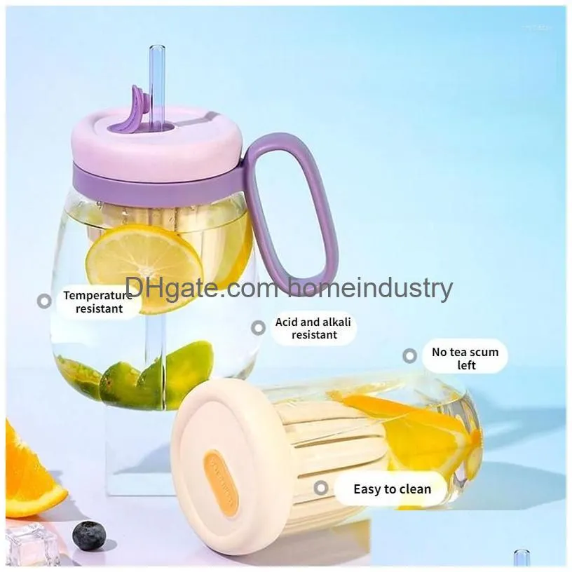 Water Bottles Glass Bottle With Tea Infuser Portable Transparent Glasses Lid And St Large Capacity Drinkware 2023 Drop Delivery Dhpss