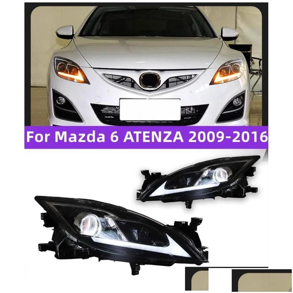 Car Light Assembly Upgrade Headlight For Mazda 6 Atenza 2009-20 16 Led Signal Lights Bi Projector Head Lamp Drop Delivery Mobiles Dh7Tw