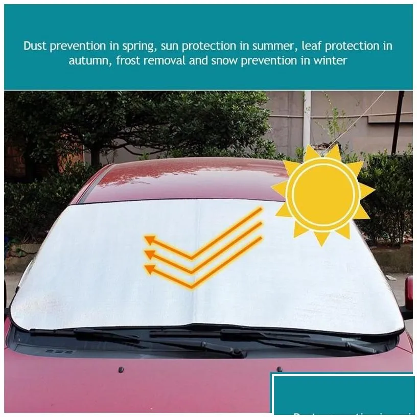 Car Sunshade Snow Awning Front And Rear Aluminum Foil 150X70Cm Sun Blind Curtain Windshield Visor Er Uv Protective Ice Drop Delivery Dhvmc