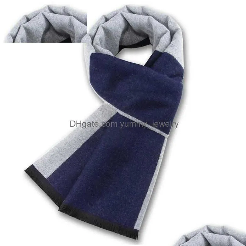 Scarves Men Scarfs Luxury Brand Plaid Cashmere Scarf For Winter Warm Neckerchiefs Business Long Pashmina Holiday Mens Drop Delivery Dhofk