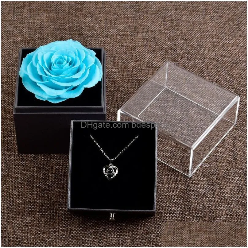 Gift Wrap Eternal Rose Flower Jewelry Boxes Gift Wrap Necklace Ring Preserved Flowers Birthday Box For Valentines Day Mothers Ee Drop Dhtsh