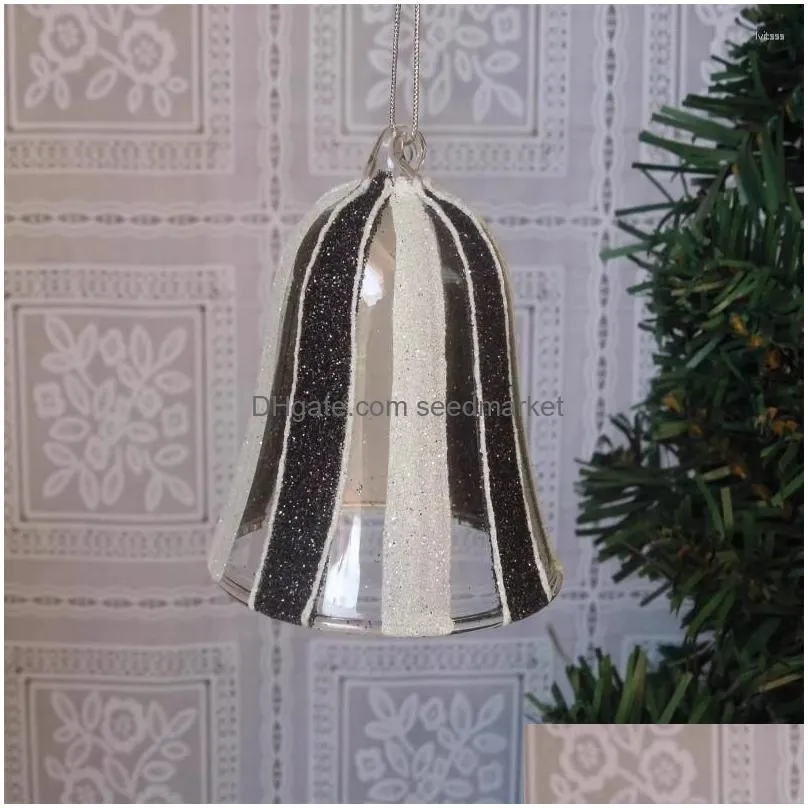 party decoration 12pcs/pack 7 8cm handmade black painting bell shaped glass pendant christmas day tree hanger craft