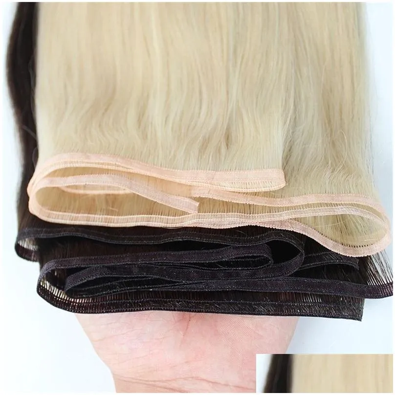 hair extensions remy human hair weaves flat weft silk ribbon hair bundles ultra thin weft black brown blonde 99j wine red color