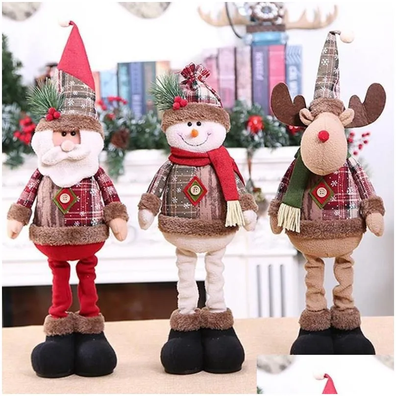 Christmas Decorations Christmas Dolls Big Size 50Cm 60Cm Santa Claus Snowman Elk Toys Xmas Figurines Gift For Kid Tree Ornament Navida Dhdcn