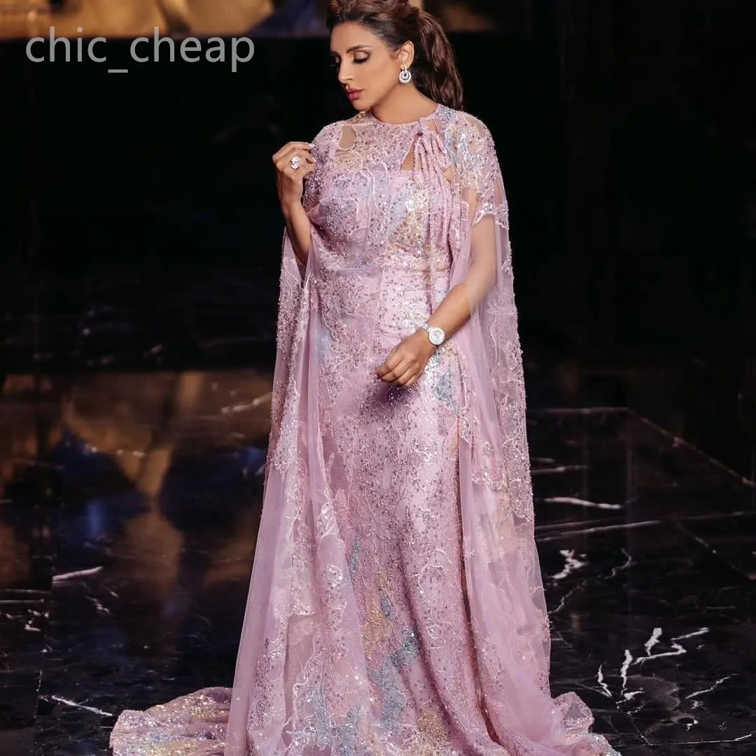 2024 Aso Ebi Pink Mermaid Prom Dress Sequined Lace Two Pieces Evening Formal Party Second Reception Birthday Engagement Gowns Dresses Robe De Soiree ZJ97