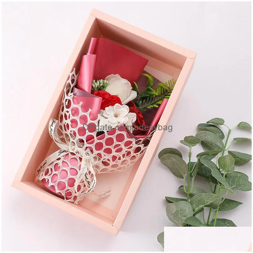 Decorative Flowers & Wreaths Soap Flower Gift Box Valentine Day Simation Mother Wedding Birthday Boxes Present Drop Delivery Home Gard Dhnv4