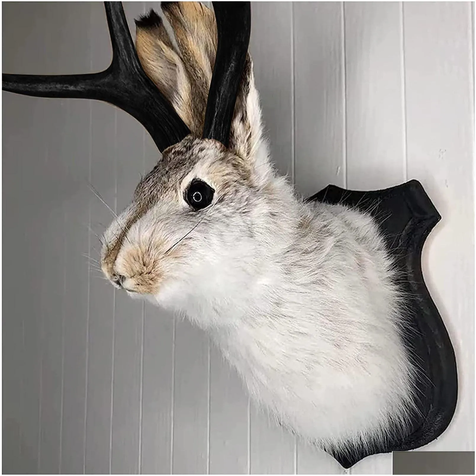 Decorative Objects & Figurines Decorative Objects Figurines Taxidermy Head Wall Decor Deer Mount For Home Decoration Rabbit Ornaments Dhaj2