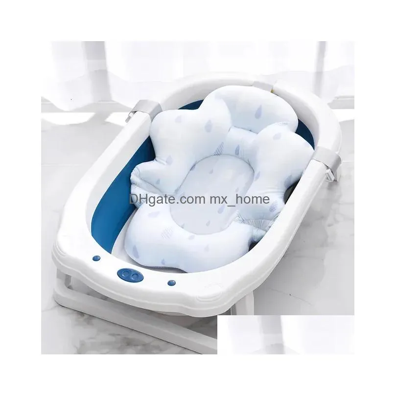 bathing tubs seats multifunctions foldable baby bath tub pads baby bath seat support mat borns bathtub anti-slip soft breathable body cushion