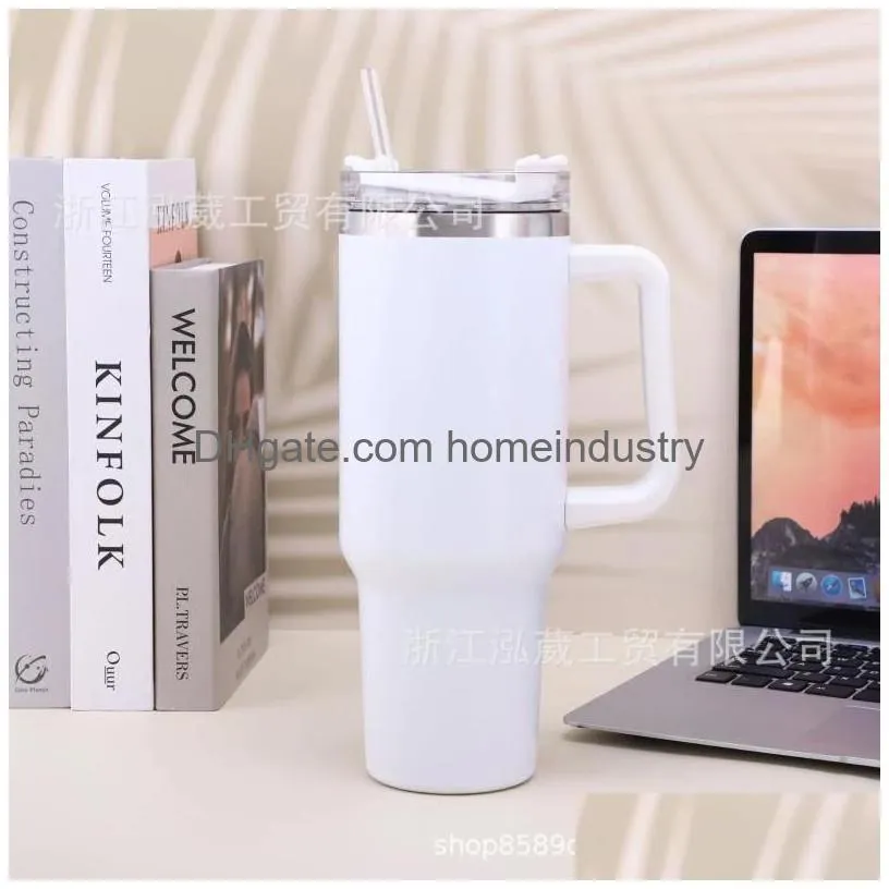 Water Bottles Thermal Bottle 40Oz Car Cup Ice Cream Stainless Steel Vacuum Insation Cold Handle Drop Delivery Dhkqo