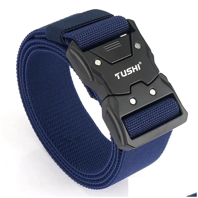 Belts Tactical Buckle Mens Elastic Belt Tooling Outdoor Training Wild Quick Release Drop Delivery Fashion Accessories Belts Accessorie Dhlyc