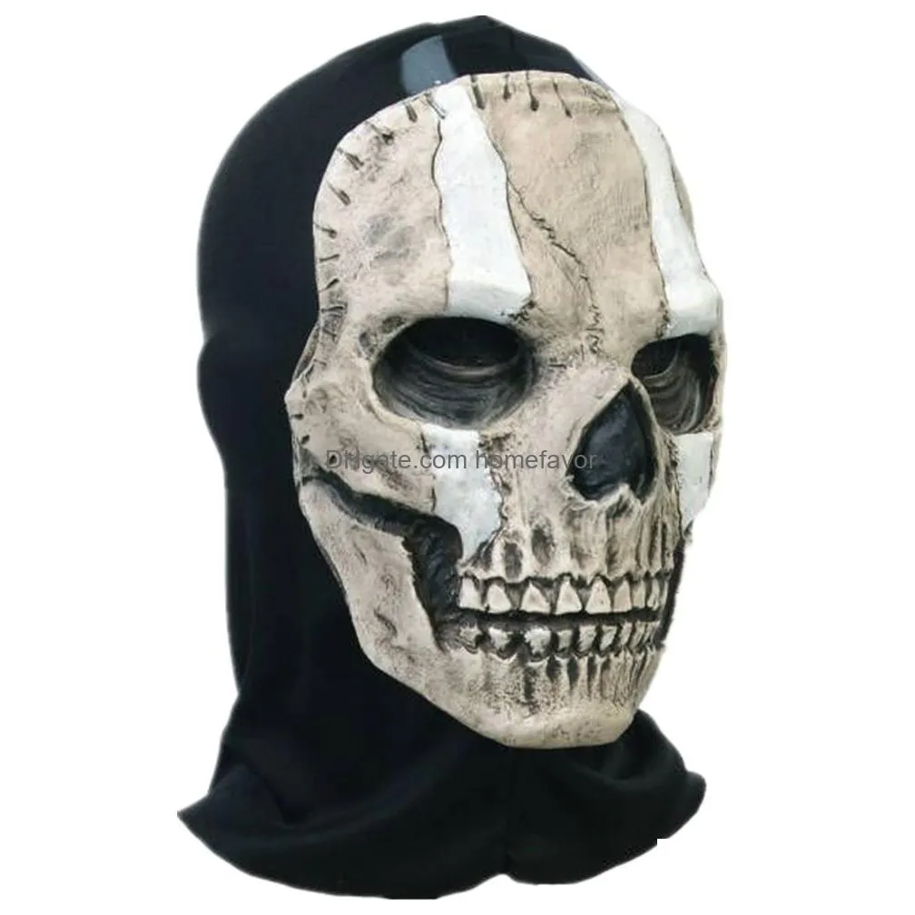 party masks game skull ghost warrior cosplay mask horror latex masks head hood headgear adult unisex halloween prop 230816