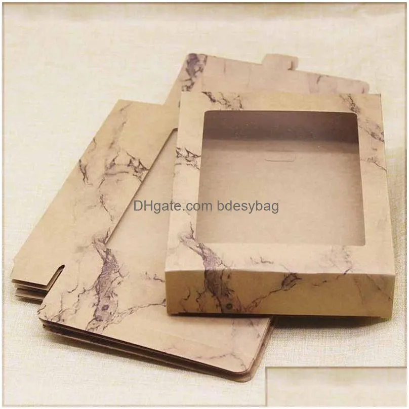 Packing Boxes Wholesale Marbling Box With Window Thank You Flower Pattern Kraft Candy Boxes Wedding Favors Party Gift Packaging Case D Dhxmd