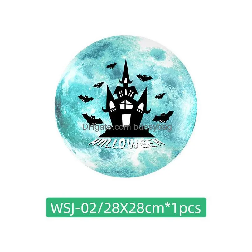 Wall Stickers Halloween Luminous Moon Wall Sticker Castle Decal Room Decoration Happy 28Cm In Dia Glow The Dark Stickers Drop Delivery Dhmme