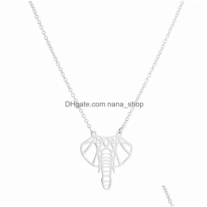 Pendant Necklaces Elephant Geometry Necklace Lovely Head Jewelry Gift Drop Delivery Dhg9Y