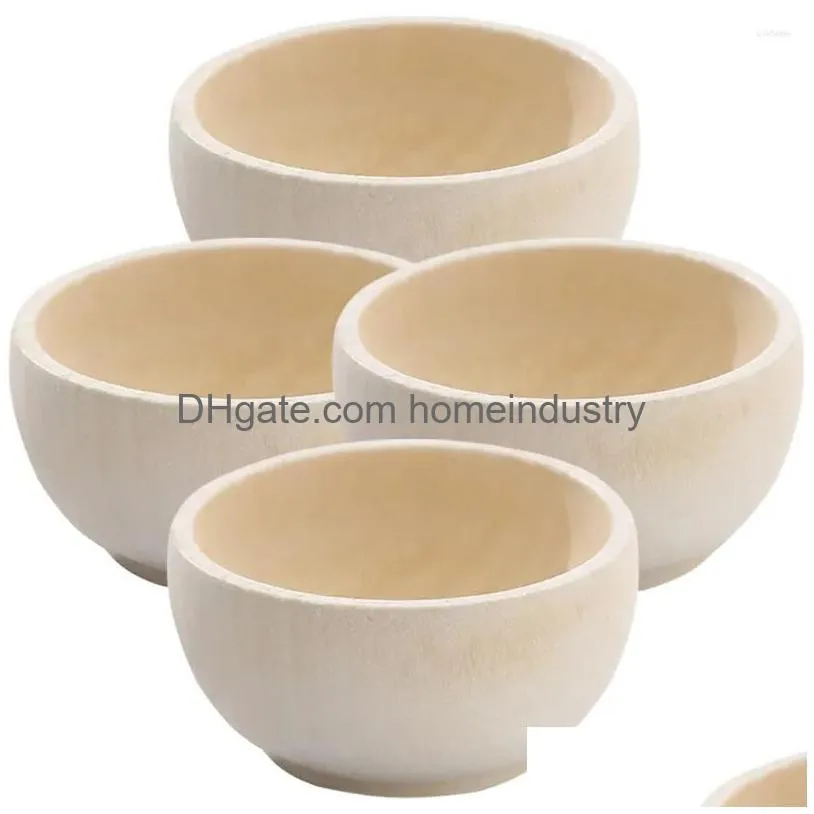 Dinnerware Sets 4Pcs Diy Wooden Playthings Bowl Toys Wood Bowls Microlandscape Drop Delivery Dhjny