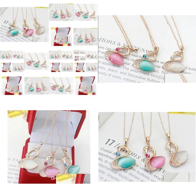 Pendant Necklaces Necklaces Fashion Women Opal Pendants Necklace Sweater Chain Jewelry Xmas Gift Elegant Bird Drop Delivery Jewelry Ne Dhous