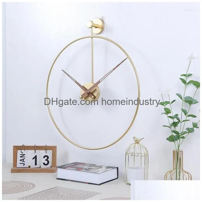 Wall Clocks Nordic Ins Simple Creative Clock Spanish Style Wrought Iron Metal Table Restaurant Bedroom Single Ring Drop Delivery Dhf1E