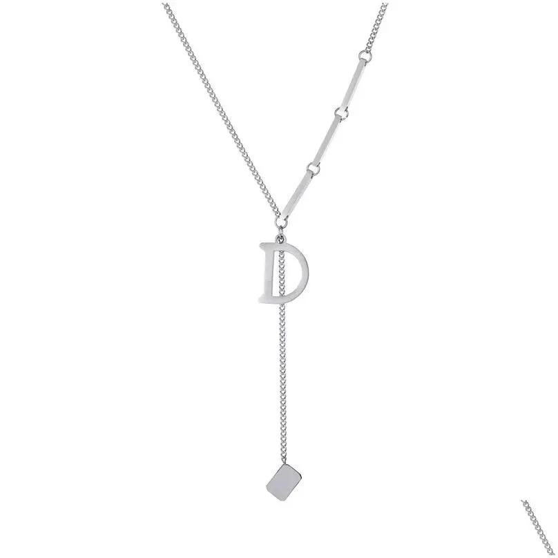 Pendant Necklaces D Letter Necklace Hip Hop Accessory Fastening Mid Length Sweater Drop Delivery Jewelry Necklaces Pendants Dht65