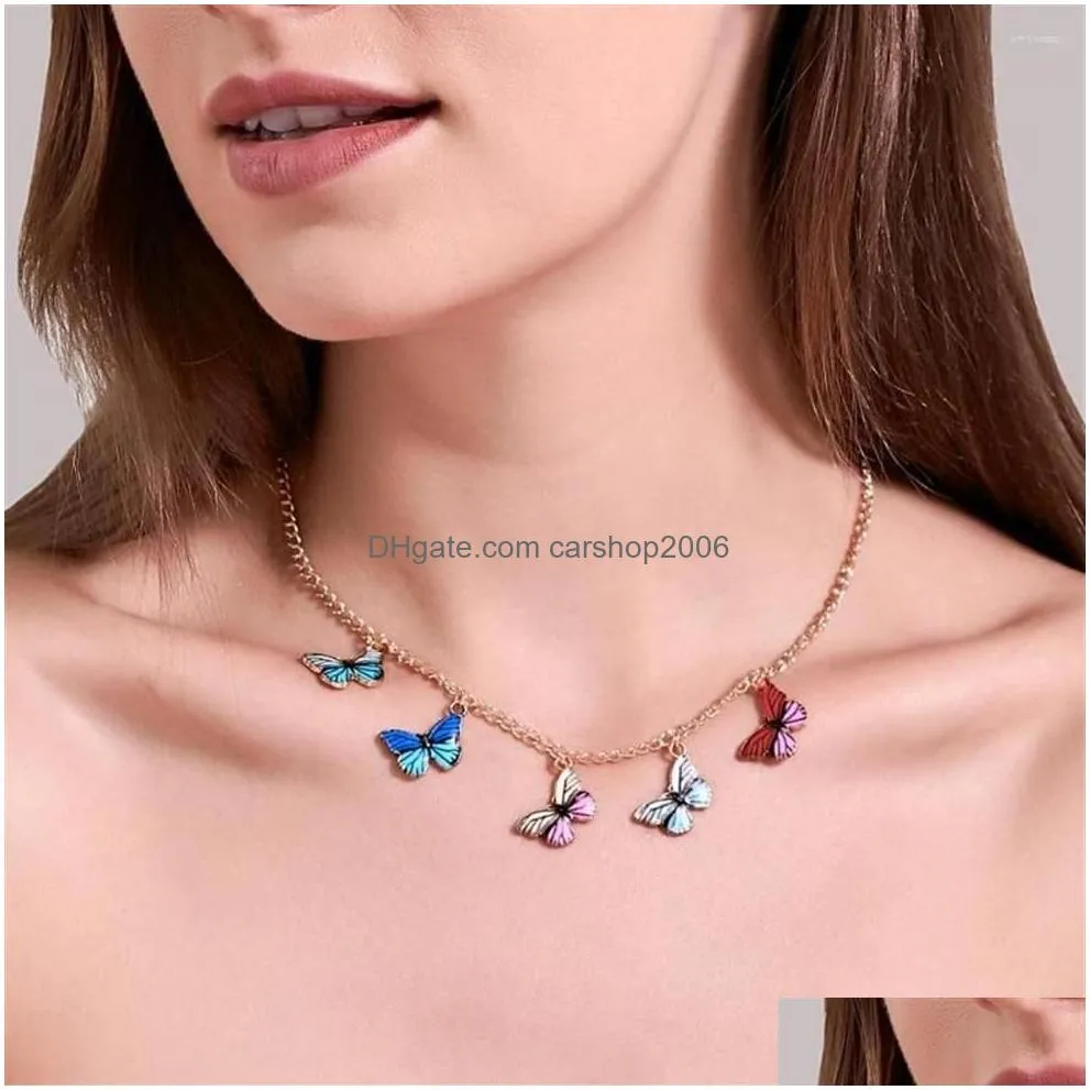 pendant necklaces fantasy butterfly necklace vintage choker clavicle for women jewelry pendants summer charms jewellery cf3198y