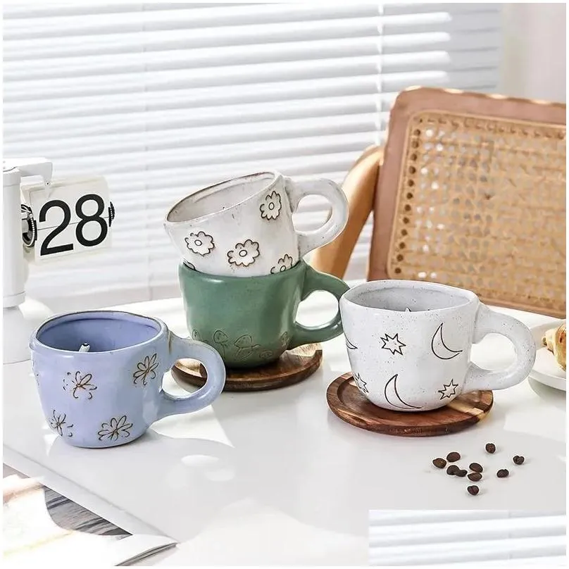 Mugs Cartoon 3D Animal Handmade Snail Cat Dog Daisy Cups Ceramic Kitchen Drinkware Cute Big Coffee Tea Mug Cup Fun Birthday Gift Drop Dhdor