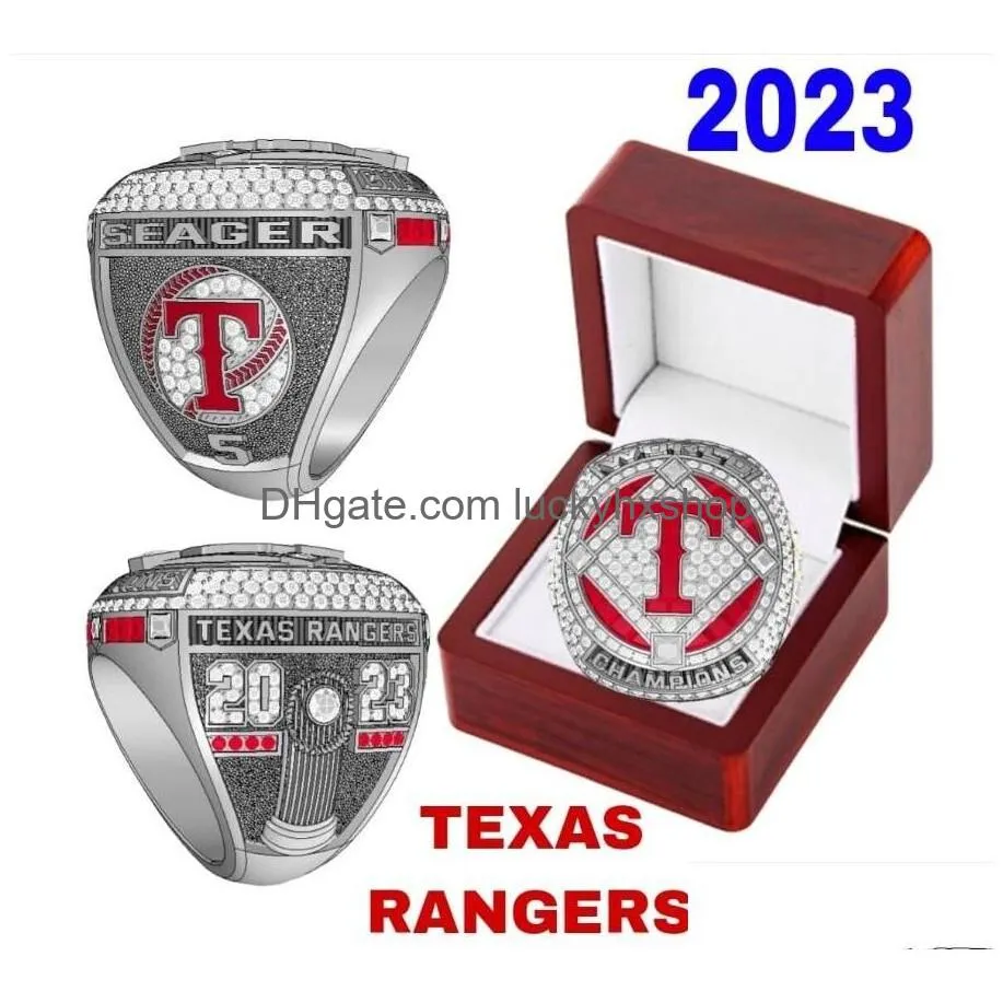 2022 2023 baseball rangers seager team champions championship ring with wooden display box souvenir men fan gift brithday