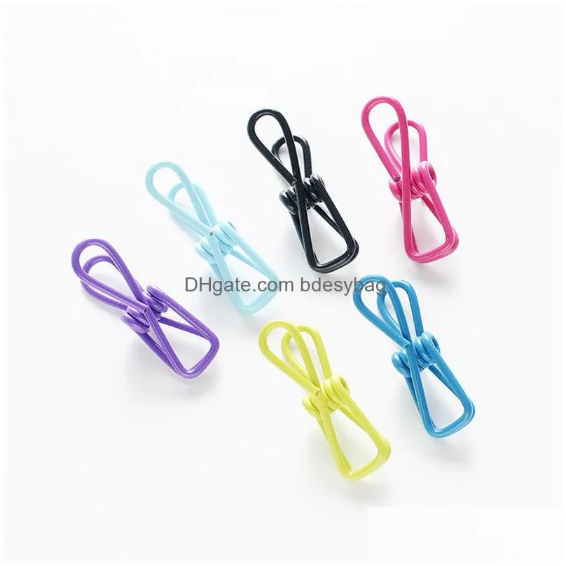 Other Laundry Products 10Pcs/Lot Metal Clothespin Colorf Windproof Clothes Hanging Pegs Portable Bra Socks Beach Towel Drying Hanger C Dhxlc