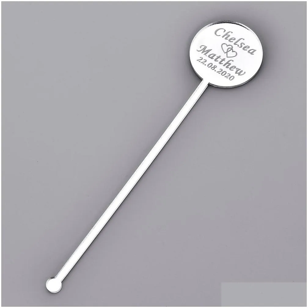 Other Event & Party Supplies Other Event Party Supplies 100Pcs Personalized Engraved Stir Sticks Etched Drink Stirrers Bar Swizzle Acr Dhwo7