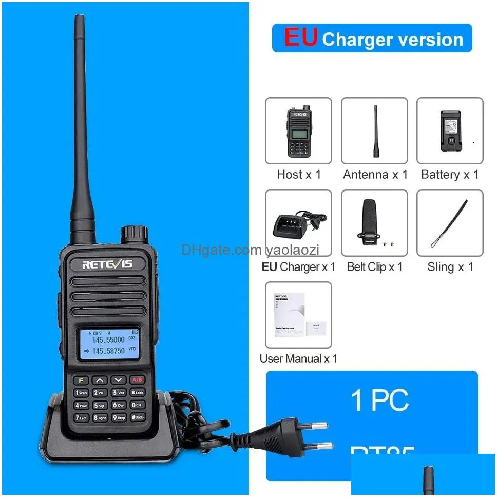 walkie talkie retevis rt85 ham two way radio station 5w talkies vhf uhf dual band amateur ht for hunting 230830