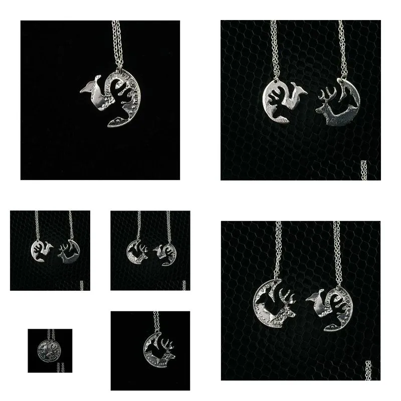 Pendant Necklaces Friendship Necklace Camel Elk 2Pcsor Set Animal Hunting Jewelry Best Friend Drop Delivery Jewelry Necklaces Pendants Dhvdi