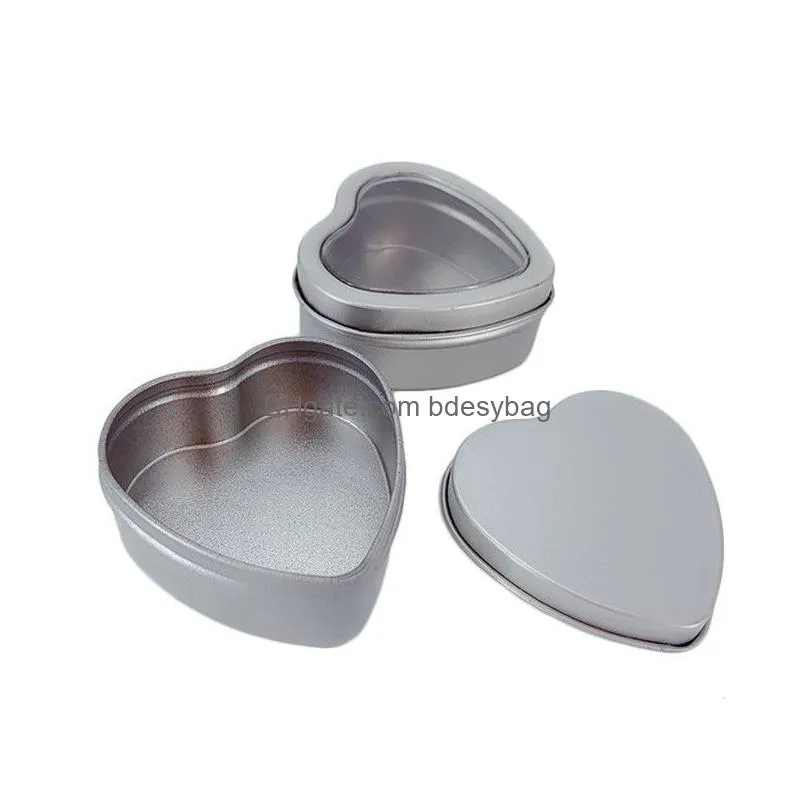 Cookie Jars Tinplate Candy Box With Window Display Storage Boxes Heart Shaped Cookie Biscuit Drop Delivery Home Garden Housekeeping Or Dhwye