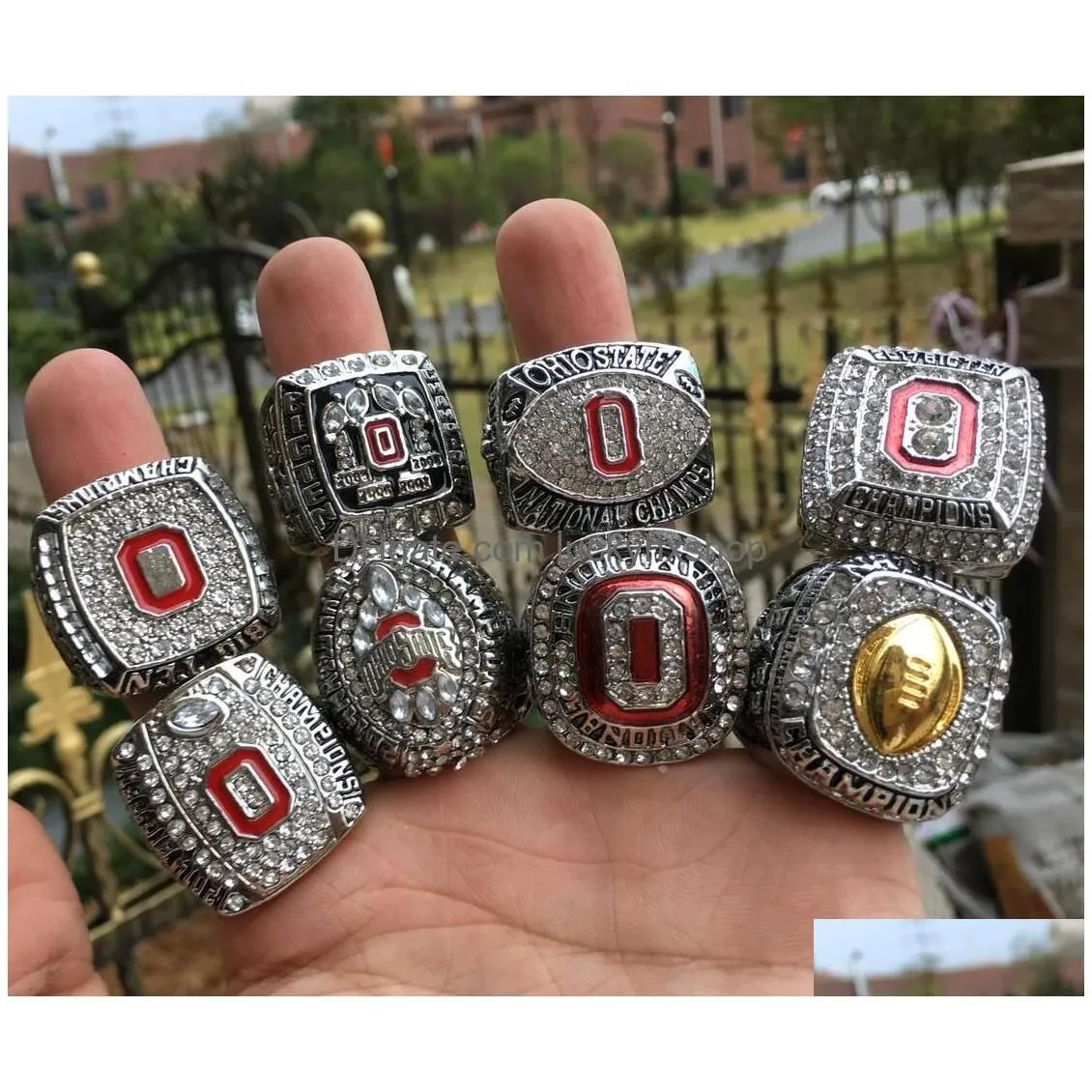 17pcs ohio state buckeyes national champion championship ring set solid men fan brithday gift wholesale drop shipping