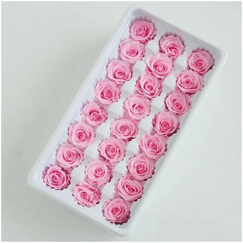 Dried Flowers 24Pcs Preserved Flowers Rose Immortal Mothers Day Diy Wedding Eternal Life Flower Material Gift Wholesale Dried Flower/B Dhlce